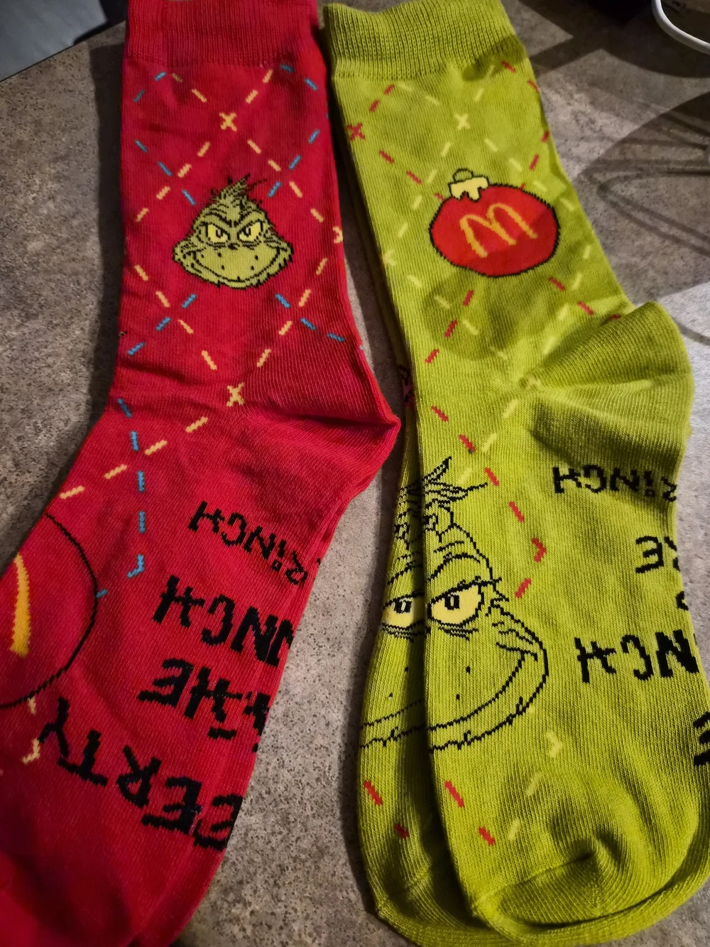 McDonald's Grinch Novelty Crew Socks - Red & Lime